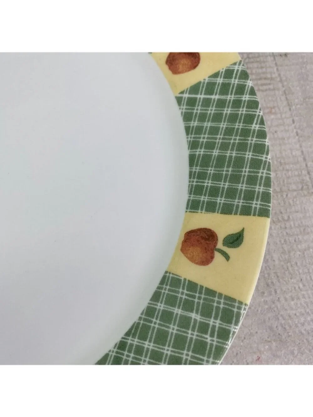 Corelle APPLE HARVEST Break Chip Resistant Green Woven Band Dinner Plates Set 4